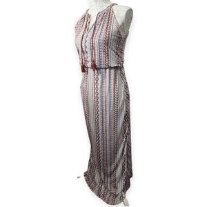 ARTISAN NY Maxi Sun Dress Rayon Boho Striped Sleeveless Halter size Small
